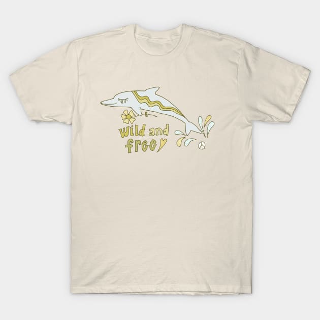 wild and free dolphin // retro surf art by surfy birdy T-Shirt by surfybirdy